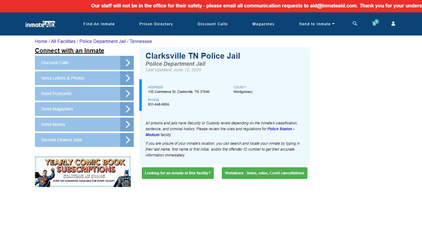 Clarksville TN Police Jail & Inmate Search - Clarksville, TN