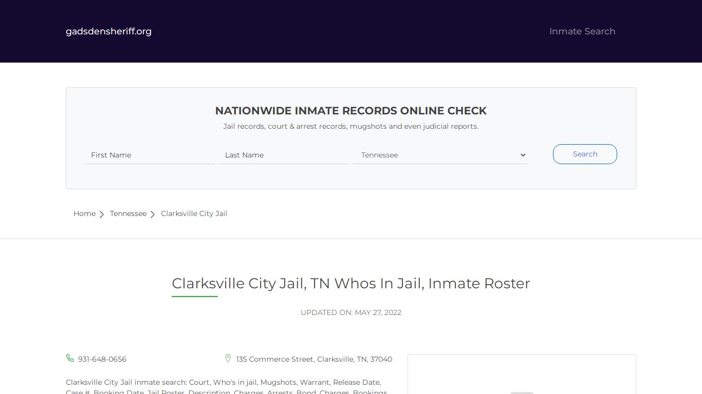 Clarksville City Jail, TN Whos In Jail, Inmate Roster